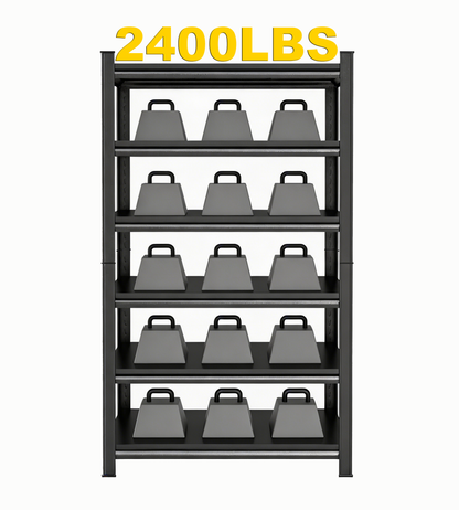 6-Tier Metal Storage Rack, 82"H Garage Shelving, Adjustable Shelves & Reinforced Double-Layer Uprights, Black, Assembly Required image 7