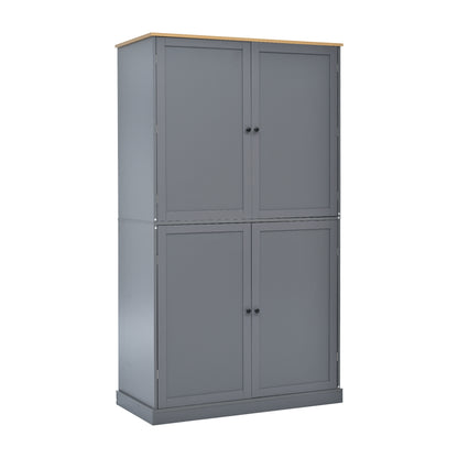 [Assembly Video Provided]TOPMAX 40.2x20x71.3inch High Freestanding Kitchen Pantry Large Cupboard Storage Cabinet with 2 Drawers, 2 Adjustable Shelves, 8 Door Shelves for Kitchen, Dining Room,Gray image 10