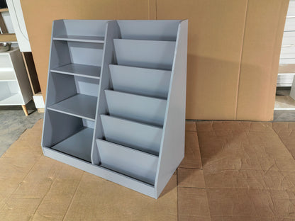 Kids Bookshelf and Toy Storage Organizer, Multifunctional 4 Tier Wooden Kids Book Shelf with Bookcase Display Stand in Kids Room Playroom Nursery for Kids, Children, Toddlers (Gray) image 10