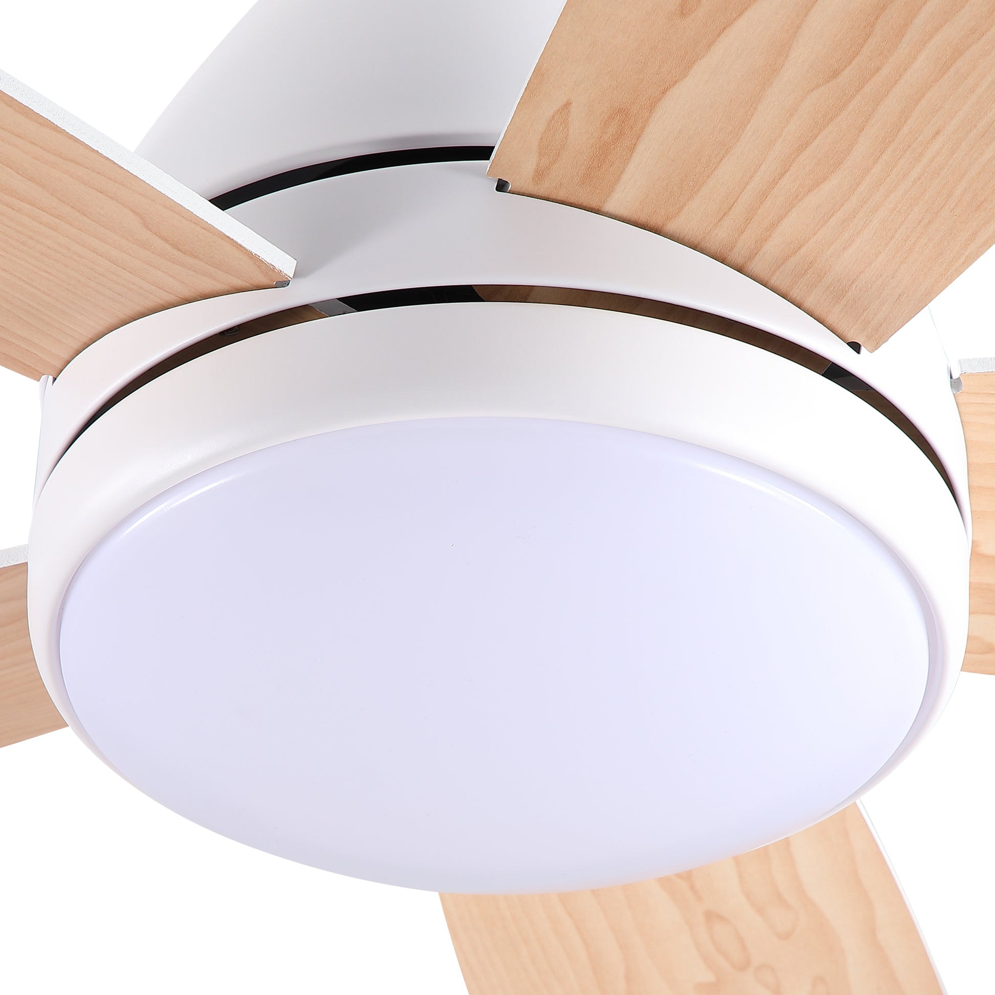 52 in. Indoor White Ceiling Fan with Intergrated LED Light Kit, Remote Control, 5 Plywood Blades and Work with Smart APP image 6