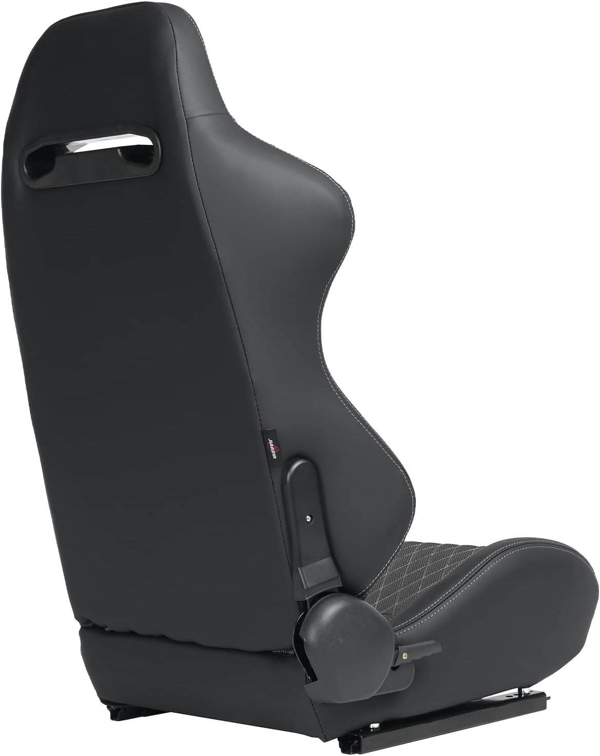 Driver's side 1PC Universal Racing Seats Stitch PVC Leather Reclinable Carbon Look Leather Back With Adjustor Slider(Not Including Seat Bracket) 1 box of 1 pieces image 6