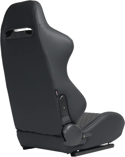 Driver's side 1PC Universal Racing Seats Stitch PVC Leather Reclinable Carbon Look Leather Back With Adjustor Slider(Not Including Seat Bracket) 1 box of 1 pieces image 6