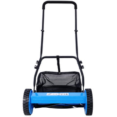 14-Inch 5-Blade Push Reel Lawn Mower with Grass Catcher, BLUE COLOR