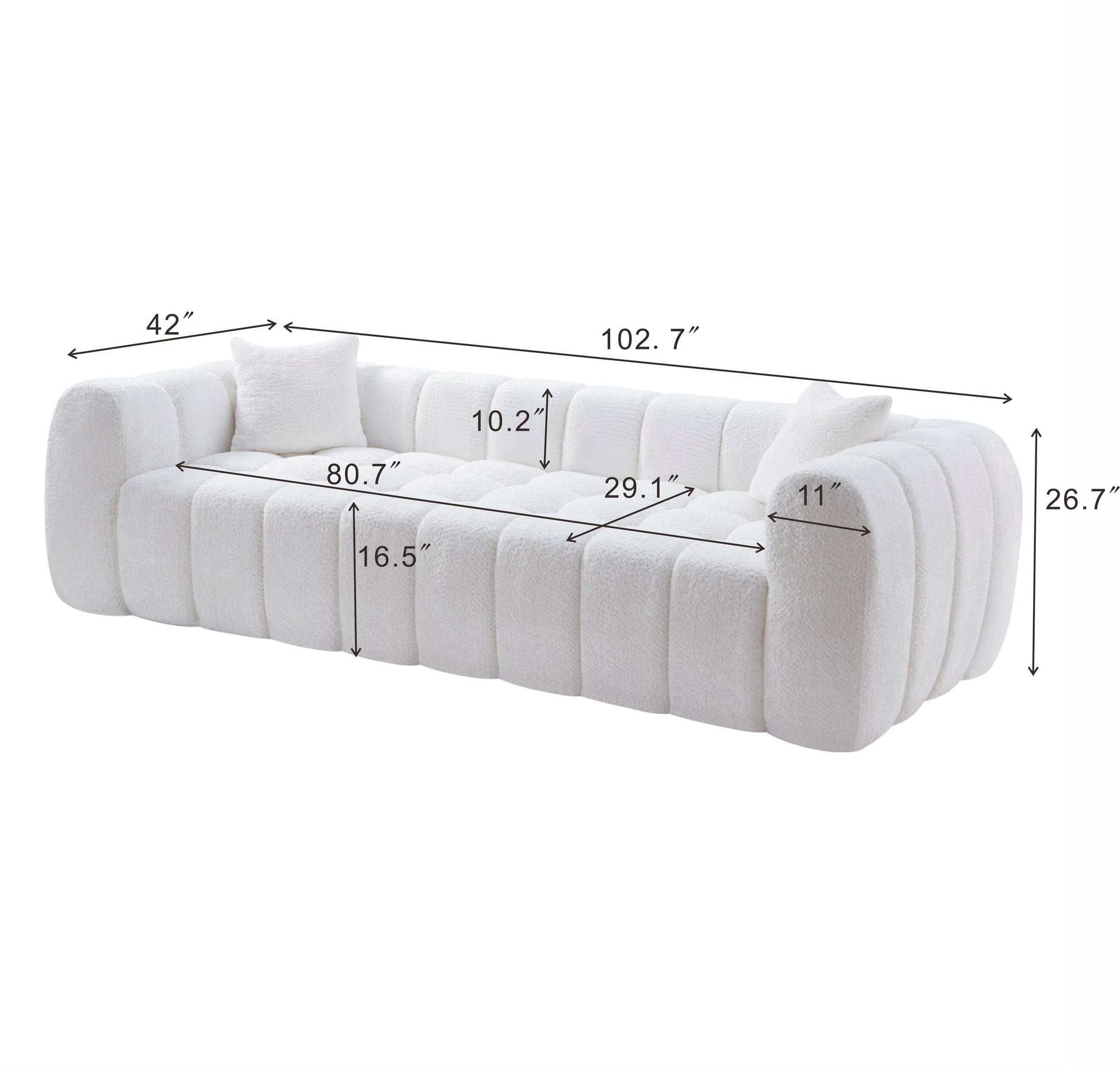 Marshmallow Cloud Compressed Sofa, 102.7" Oversized with Two Cushions, Modern Soft Boucle Sofa for Living Room, Apartment image 12