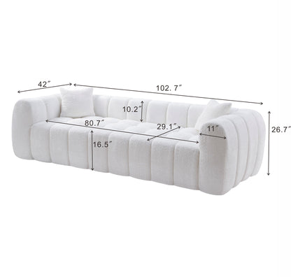Marshmallow Cloud Compressed Sofa, 102.7" Oversized with Two Cushions, Modern Soft Boucle Sofa for Living Room, Apartment image 12
