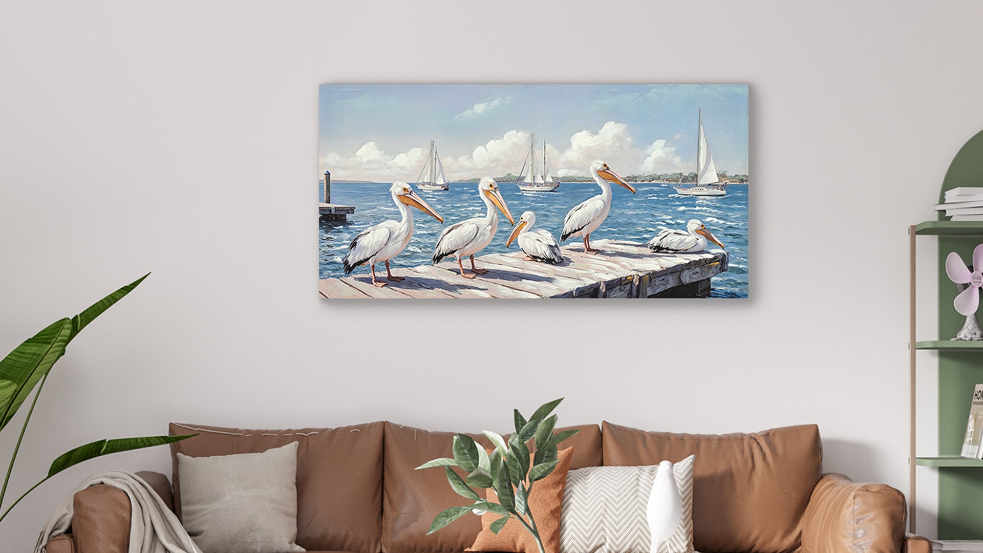 Beach Wall Art - Large Blue Ocean Seagull Canvas Pictures for Living Room Aesthetic Beach Birds Painting Prints Modern Coastal Seascape Artwork Wall Art for Bedroom Decoration 22" X 44" image 12