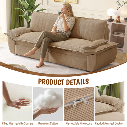 73.2" Queen Pull Out Sofa Bed,3-in-1 Convertible Sleeper Sofa,Multi-Functional Corduroy Loveseat Bed,Camel(Old sku:W1885S00234) image 12