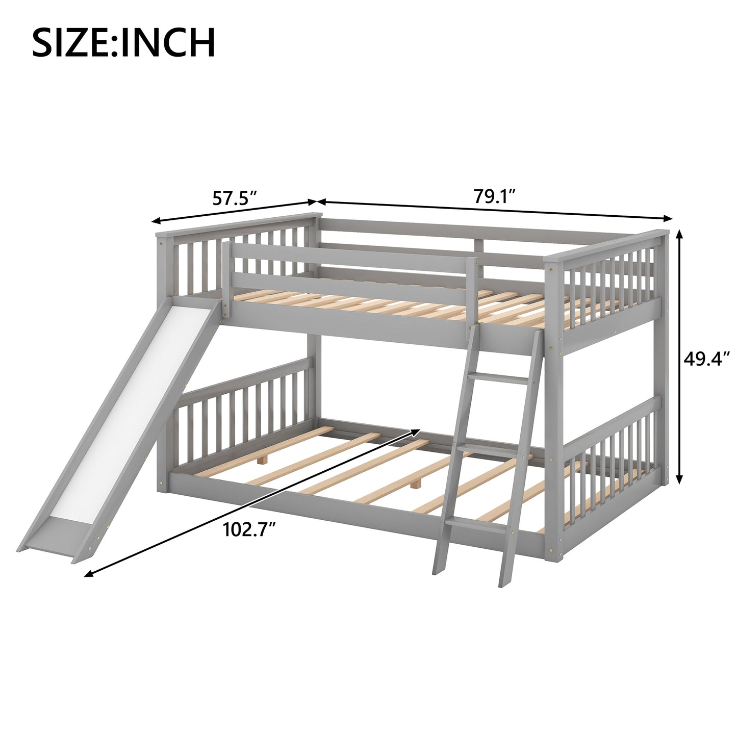 Full over Full Bunk Bed with Convertible Slide and Ladder, Gray(Old SKU: GX000708AAE) image 7