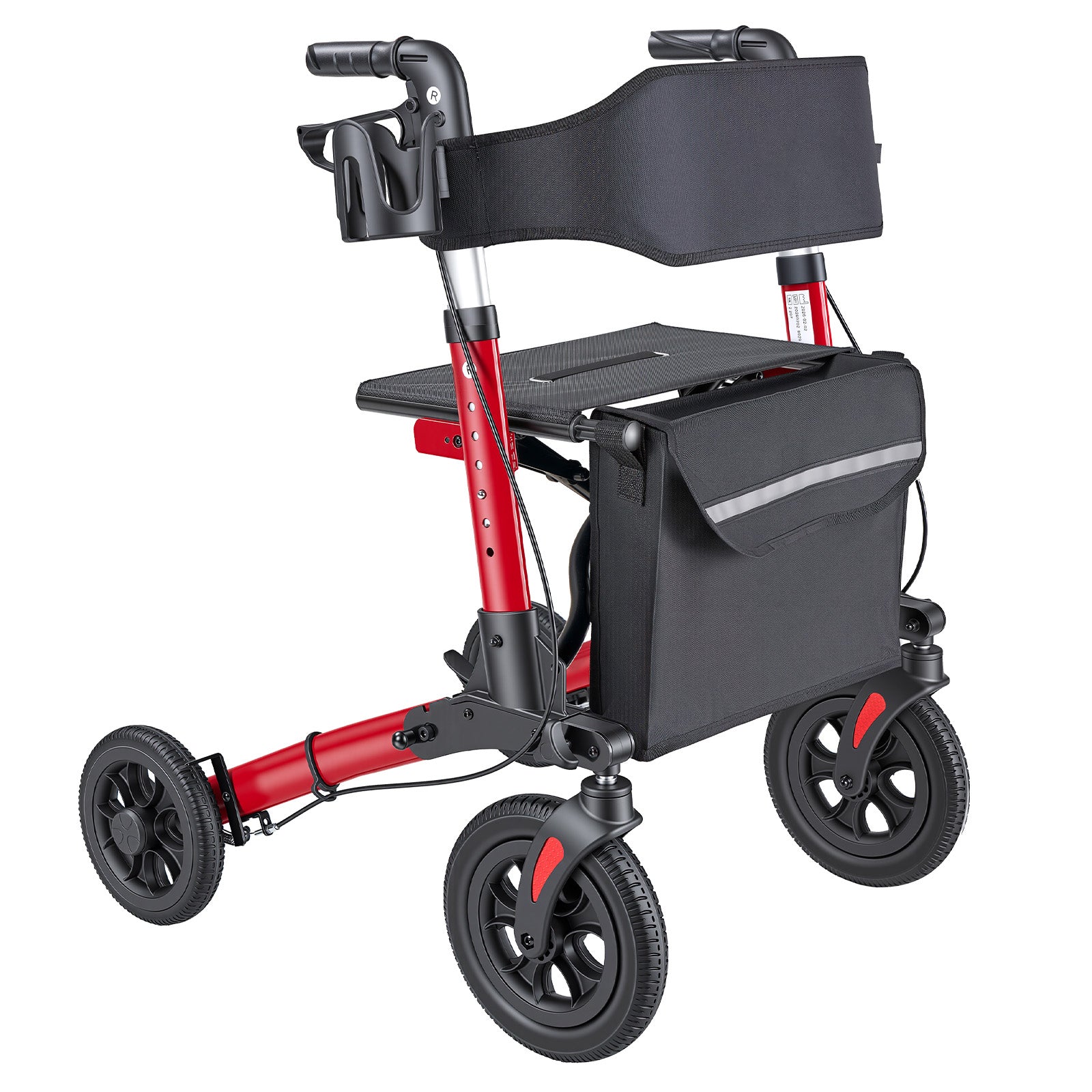 Rollator Walker with Seat for Seniors, Ultra Compact 3-Fold Rolling Walker, Lightweight Aluminum Mobility Walking Aid with PU Solid Wheels, Adjustable Handle, Cup & Cane Holder - Supports 300LBS image 1