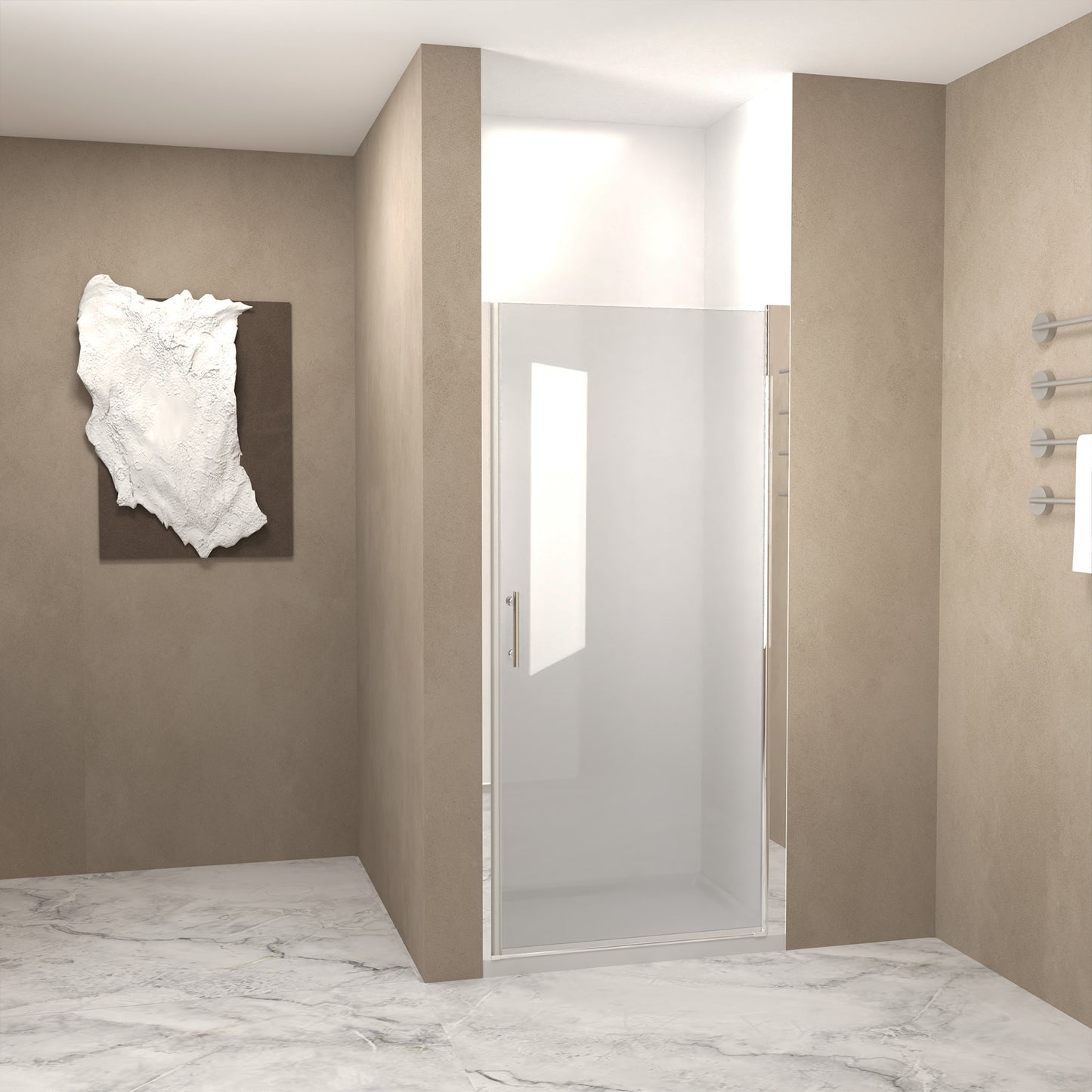 37-36"x 72" Pivot Shower Door, Chrome Aluminum Frame, Half Frame,1/4"(6mm) Tempered Glass Explosion Proof Film image 2
