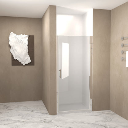 37-36"x 72" Pivot Shower Door, Chrome Aluminum Frame, Half Frame,1/4"(6mm) Tempered Glass Explosion Proof Film image 2