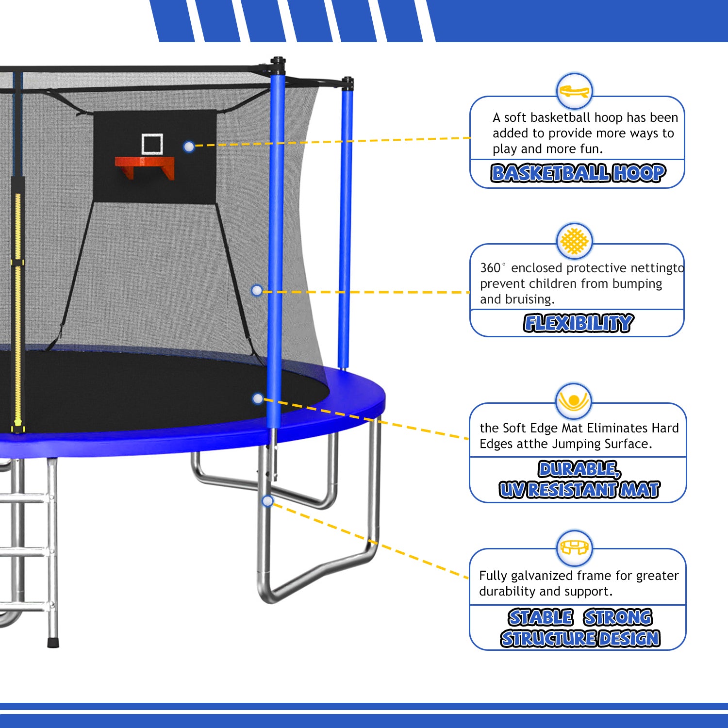 14FT Trampoline,Sports Fitness Trampolines with Enclosure Net, Recreational Trampolines for Outdoor Indoor image 2