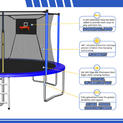 14FT Trampoline,Sports Fitness Trampolines with Enclosure Net, Recreational Trampolines for Outdoor Indoor image 2