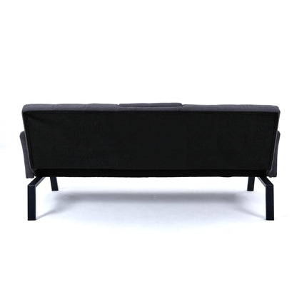 70-inch multi-functional cotton and linen sofa bed: foldable + cup holder + side storage, instantly switch between living room and bedroom image 12