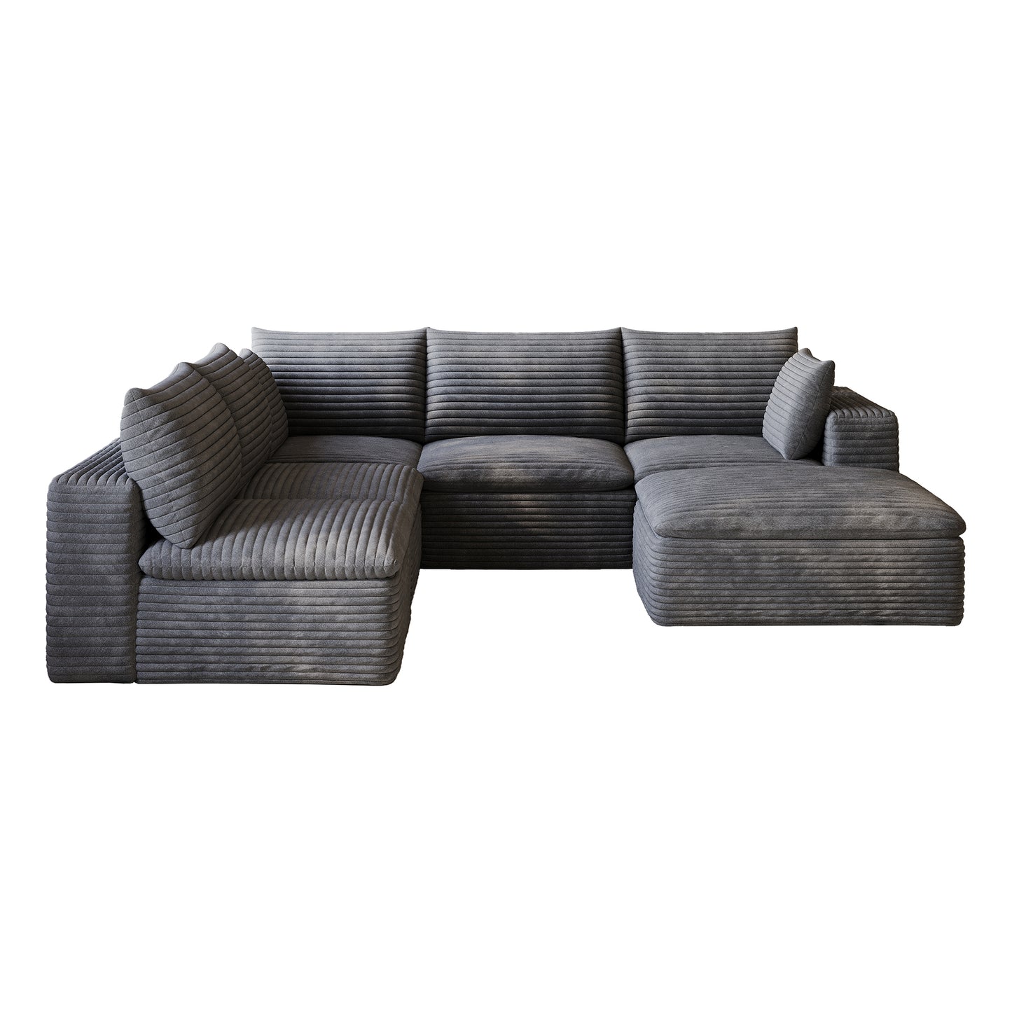 99*103" Cloud Sofa,Corduroy Fabric,Deep Seat Couches,Double-layer design,Removable Cushion,No Assembly, DIY Combination for Living room, Bedroom,Conference room,Apartment,Dark Grey image 8