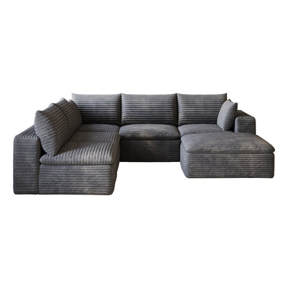 99*103" Cloud Sofa,Corduroy Fabric,Deep Seat Couches,Double-layer design,Removable Cushion,No Assembly, DIY Combination for Living room, Bedroom,Conference room,Apartment,Dark Grey image 8