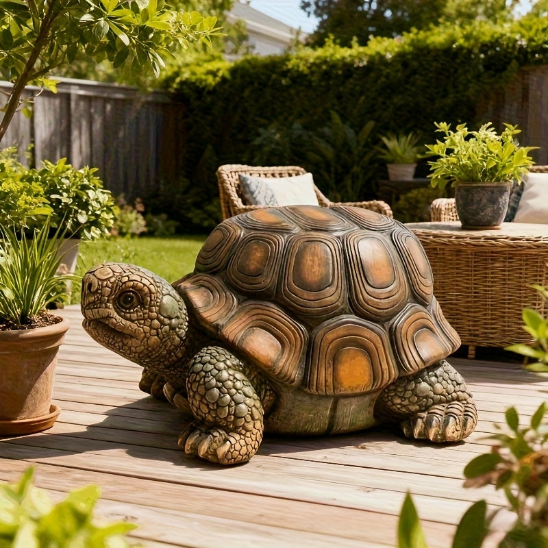 18" Garden Turtle Statue Stool, Simulated Animal Resin Sculpture, Multi-Purpose Decorative Stool for Living Room, Balcony, Office, Garden, Courtyard & Lawn image 5