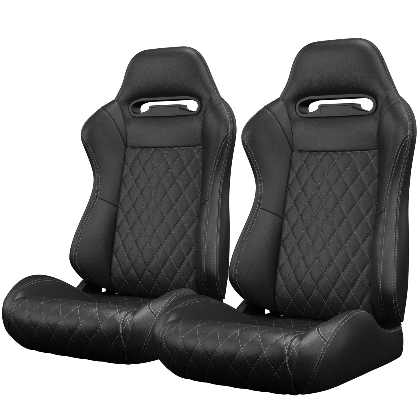 2PC Universal Racing Seats Stitch PVC Leather Reclinable Carbon Look Leather Back With Adjustor Slider(Not Including Seat Bracket) 1 box of 2 pieces image 4