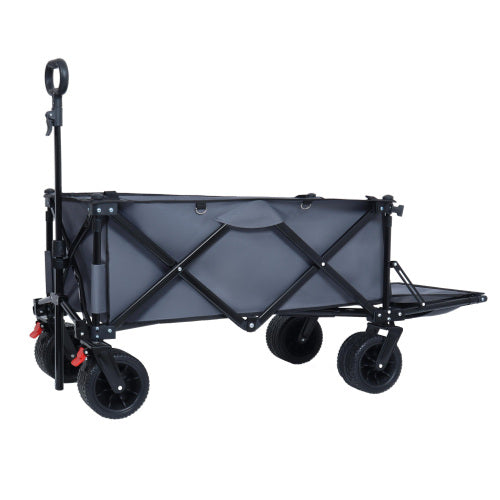 Foldable Wagon with Extended Tailgate, Extra Long Extender Wagon Cart,Beach Wagon Cart Heavy Duty 400LBS with Large All-Terrain Beach Wheels, Gray image 1