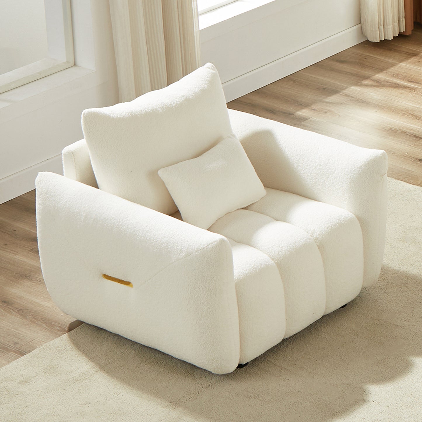 MH35.24''Teddy Fabric Sofa, Modern Lounge Chair, Upholstered with One Pillow for Apartment, Office, Living Room and Bedroom image 1