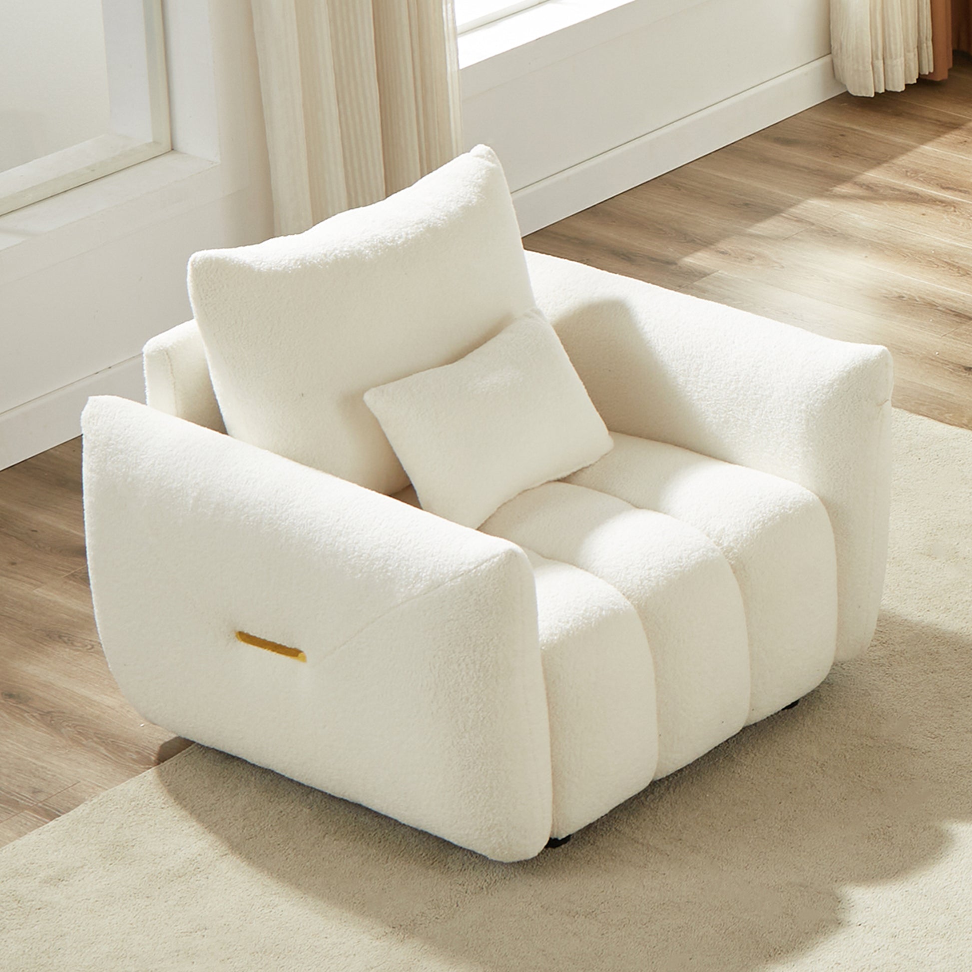 MH35.24''Teddy Fabric Sofa, Modern Lounge Chair, Upholstered with One Pillow for Apartment, Office, Living Room and Bedroom image 1