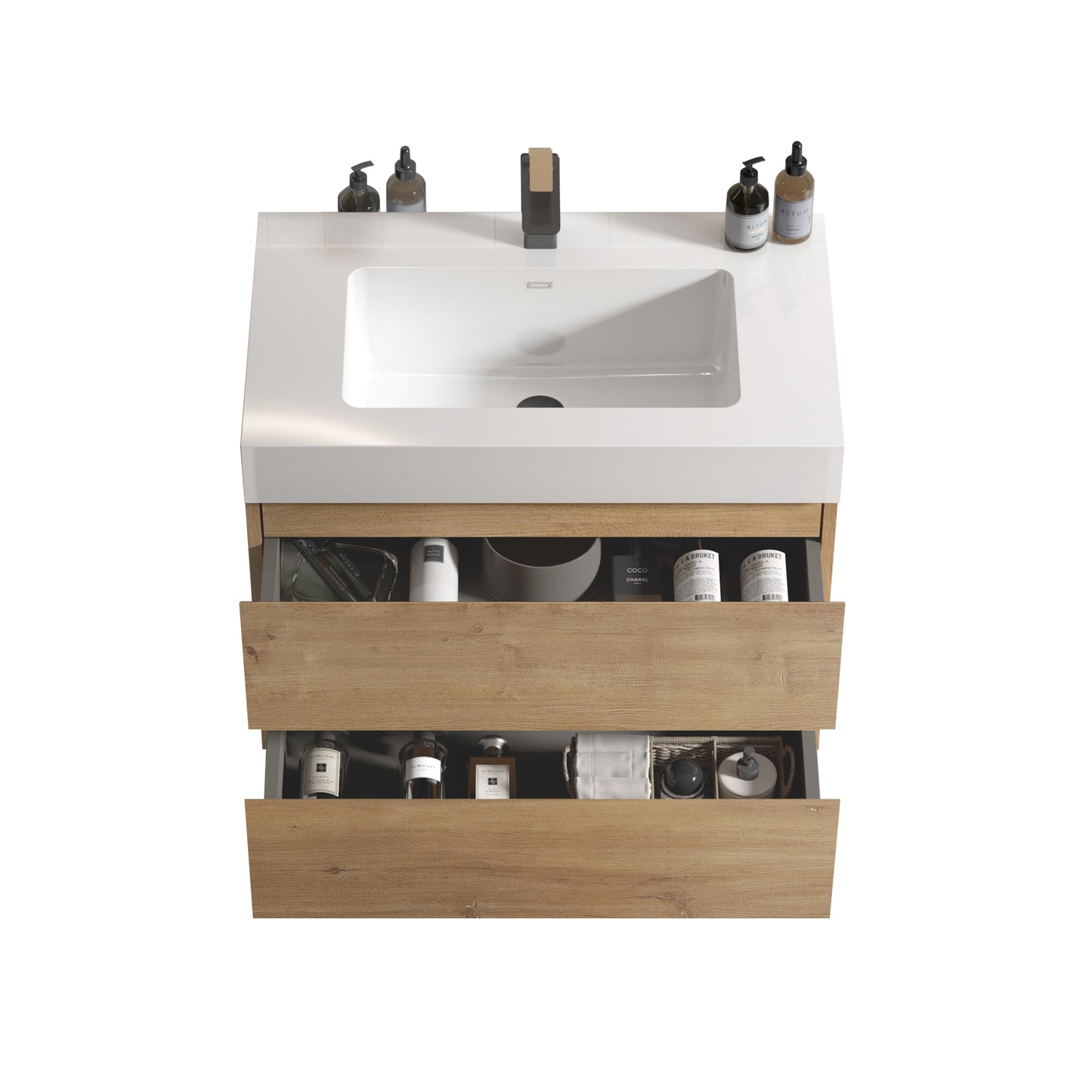 U041-Alice30-106 Alice 30" Natural Oak Bathroom Vanity with Sink, Large Storage Wall Mounted Floating Bathroom Vanity for Modern Bathroom, Pre-assembled image 6