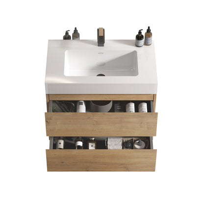 U041-Alice30-106 Alice 30" Natural Oak Bathroom Vanity with Sink, Large Storage Wall Mounted Floating Bathroom Vanity for Modern Bathroom, Pre-assembled image 6