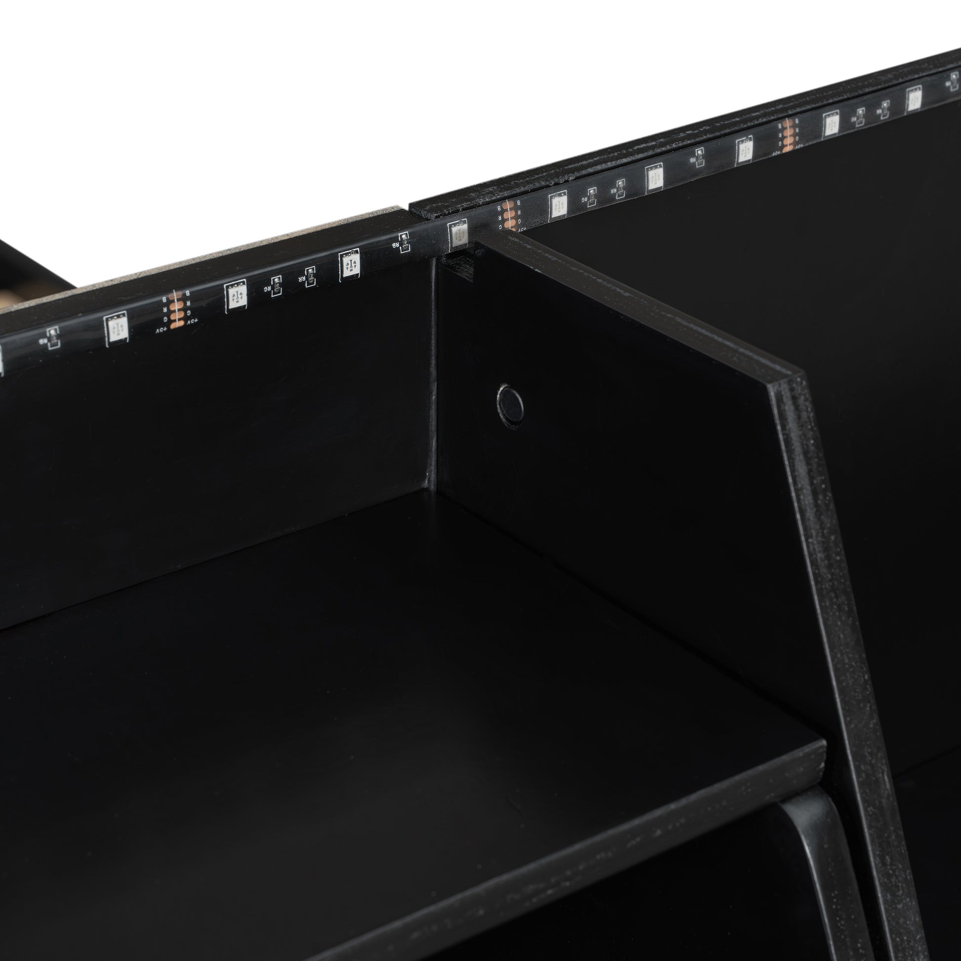 Full Bunk Bed with APP-Controlled LED Lights (7 Colors), USB Ports, Storage Shelves and 2 Drawers, Black image 4