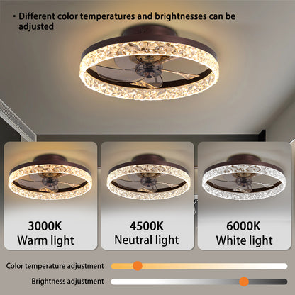19.7" Ceiling Fans with Lights, Low Profile Ceiling Fan and Remote, Flush Mount Ceiling Fans, Stepless Dimmable LED Light, Brown Fixtures for Bedroom, Living Room image 4