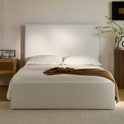 Lucas Tall Headboard Upholstered Bed / 52" High Headboard / Elegant Simplicity / No Box Spring Needed / Easy Assembly / King / Coconut Micro Suede image 1