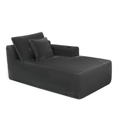 37.5-inch Right chaise longue with plush grey velvet, cup holder, flexible matching, mainly for living room use. image 3