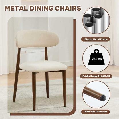 Dining Chairs Set of 2, Metal Kitchen Chairs with Modern Fabric Upholstered for Dining Room, Beige image 11