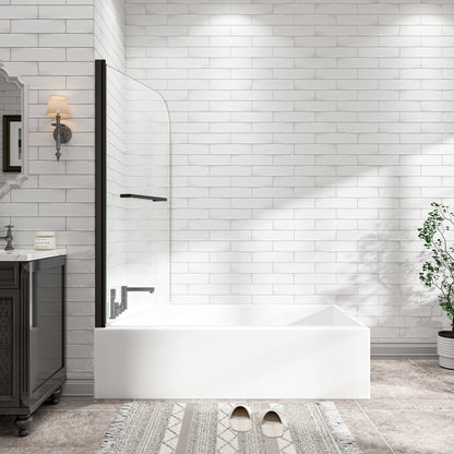 31"-32" W x 55" H Matte Black Flexible 180° Pivot Shower Door Reversible Installation Frameless Bathtub Screen,1/4"(6MM) Tempered Glass With Nano Easy Cleaning And Stick Explosion-proof Membrance image 5