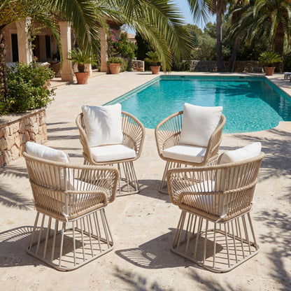 Outdoor Dining Chair MP1 - Teak Finish Wicker & Beige Steel Frame, 300LBS Weight Capacity, Includes Cushion image 11