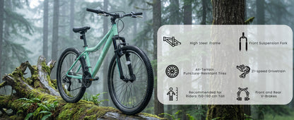 A24208D Mountain Bike 24/26 Inch, High-Density Carbon Steel Frame, 21 Speed, Front Suspension, Dual V-Brakes, 80% Pre-Assembled for Men Women Teens image 12