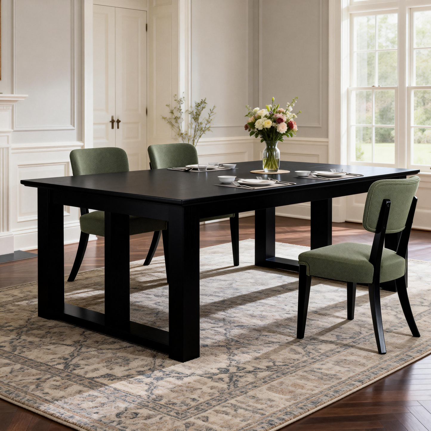 Modern Armless Dining Chairs Set of 2, Green, Contemporary Side Chairs with Wood Legs - Versatile Accent Chairs for Dining Room, Kitchen, or Living Room image 7