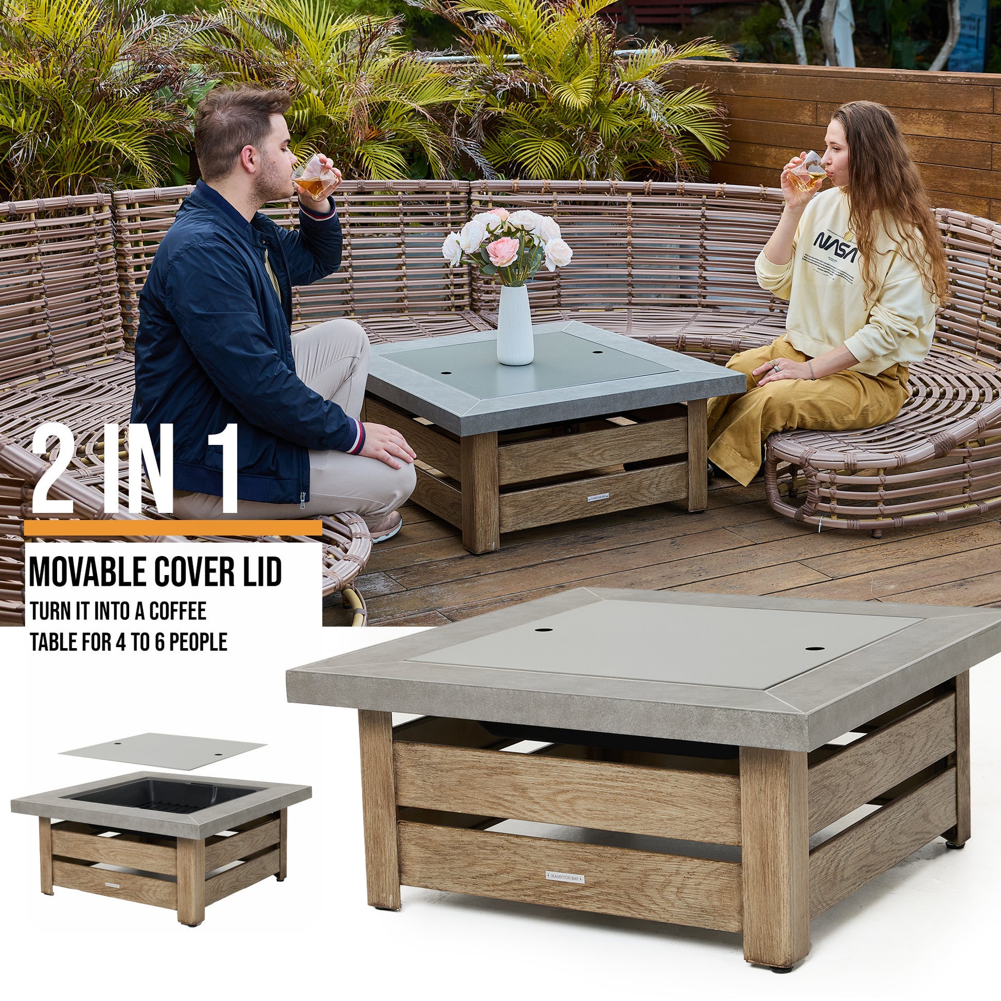 34-inch Iron Fire Pit Table Wood-burning stove image 2