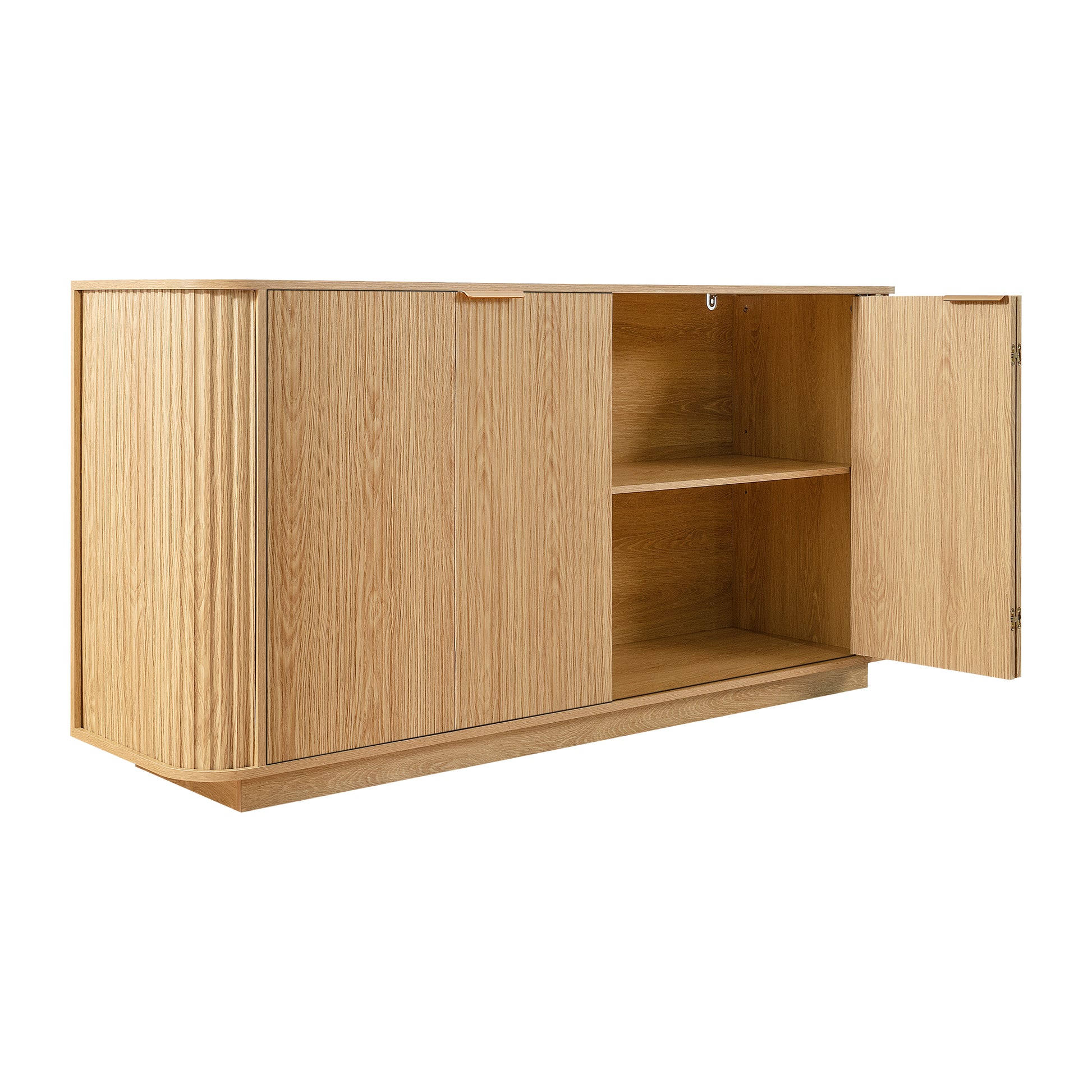 63 " Wavy Storage Sideboard, Double-Door Buffet Cabinet with Adjustable Shelves, Suitable for Kitchen, Living Room, Hallway - Versatile Storage (Natural) image 11