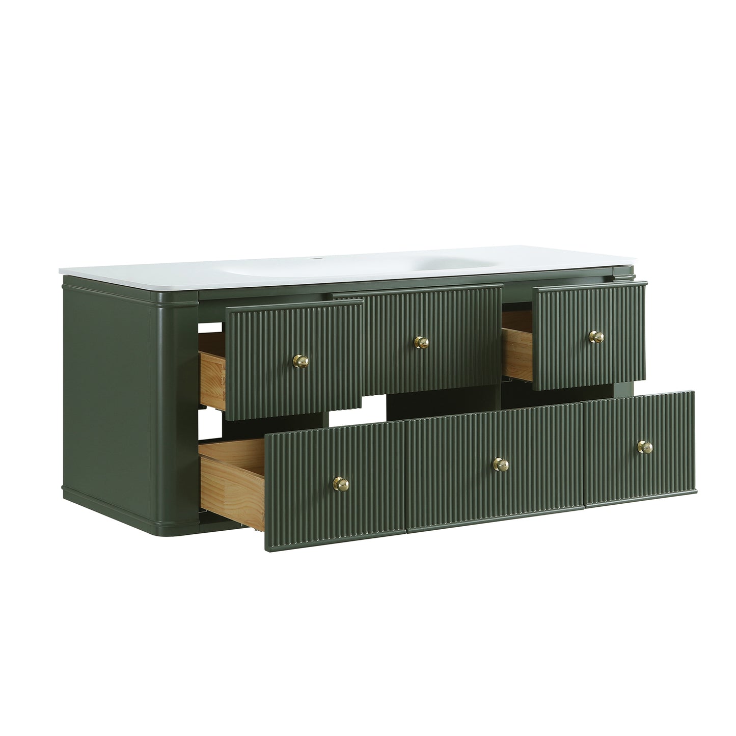 48" Wall Mounted & Floating Single Green Bathroom Vanity with Sink image 8
