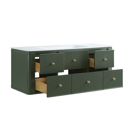48" Wall Mounted & Floating Single Green Bathroom Vanity with Sink image 8