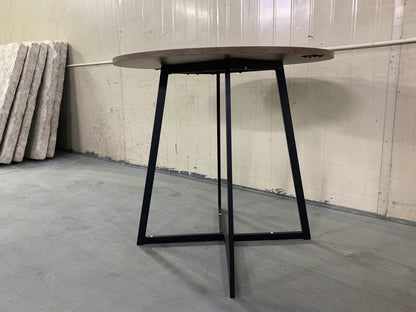 31.5 Inch Round Dining Table, Small Circle Kitchen Table with Metal Black Legs for 2-4 people,Modern Dining Room Table, Brown (only table) image 8