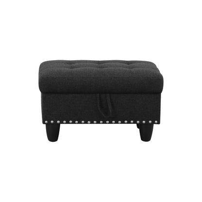 L shape Sectional Sofa Chair with cup holder - Black-Right image 11