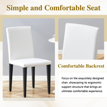 Table and chair set. 71 * 35.4 inch walnut MDF splicing desktop with X-shaped metal frame dining table.Includes 8 white PU dining chairs With Black Metal Legs.Making it an ideal choice for home. image 5