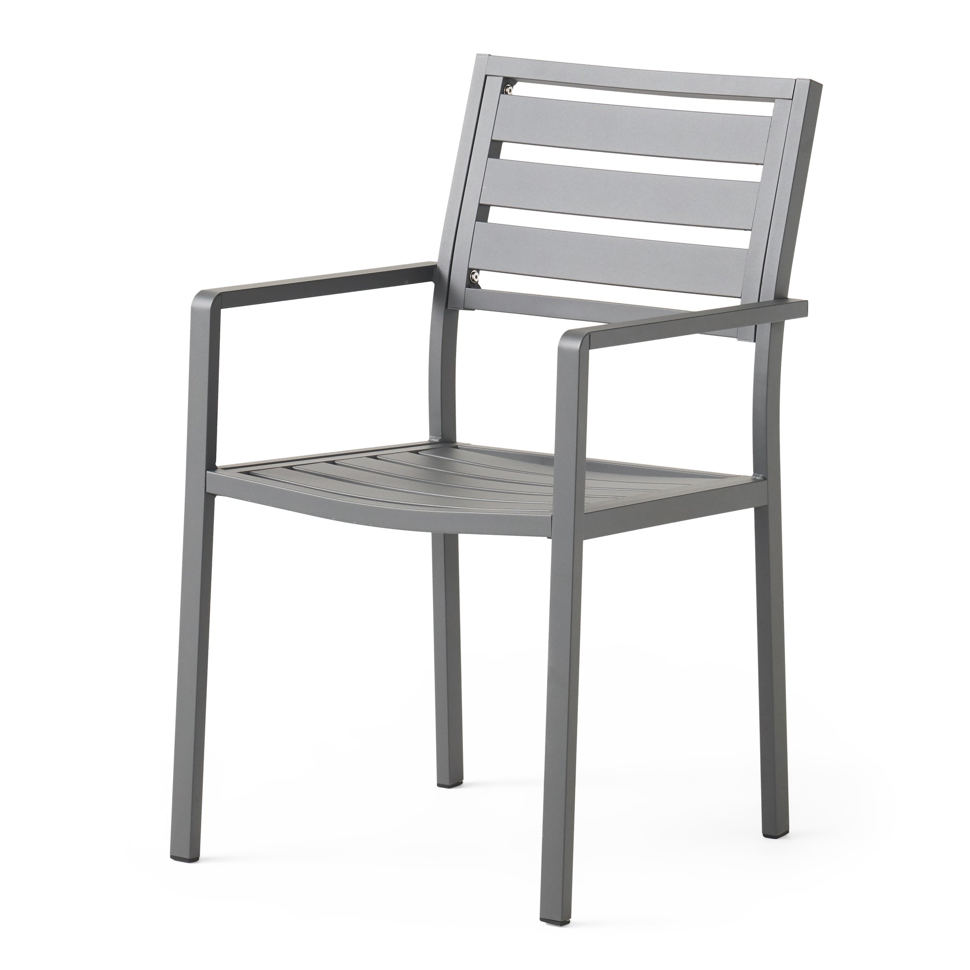 Outdoor Modern Aluminum Dining Chair (Set of 2), Gun Metal Gray image 6