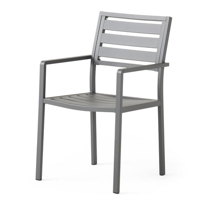 Outdoor Modern Aluminum Dining Chair (Set of 2), Gun Metal Gray image 6