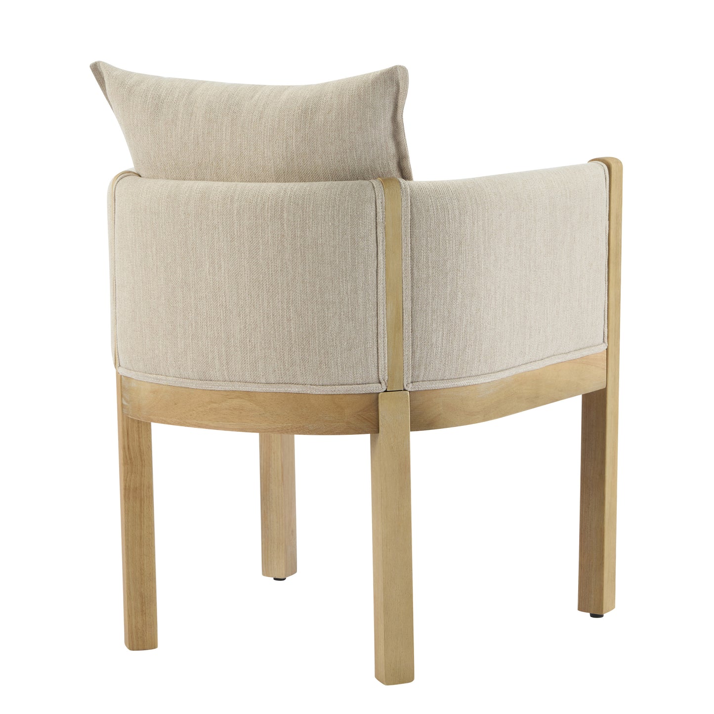 Linen Upholstered Armchair with Natural Rubber Wood Legs in Beige (Set of 2) image 9