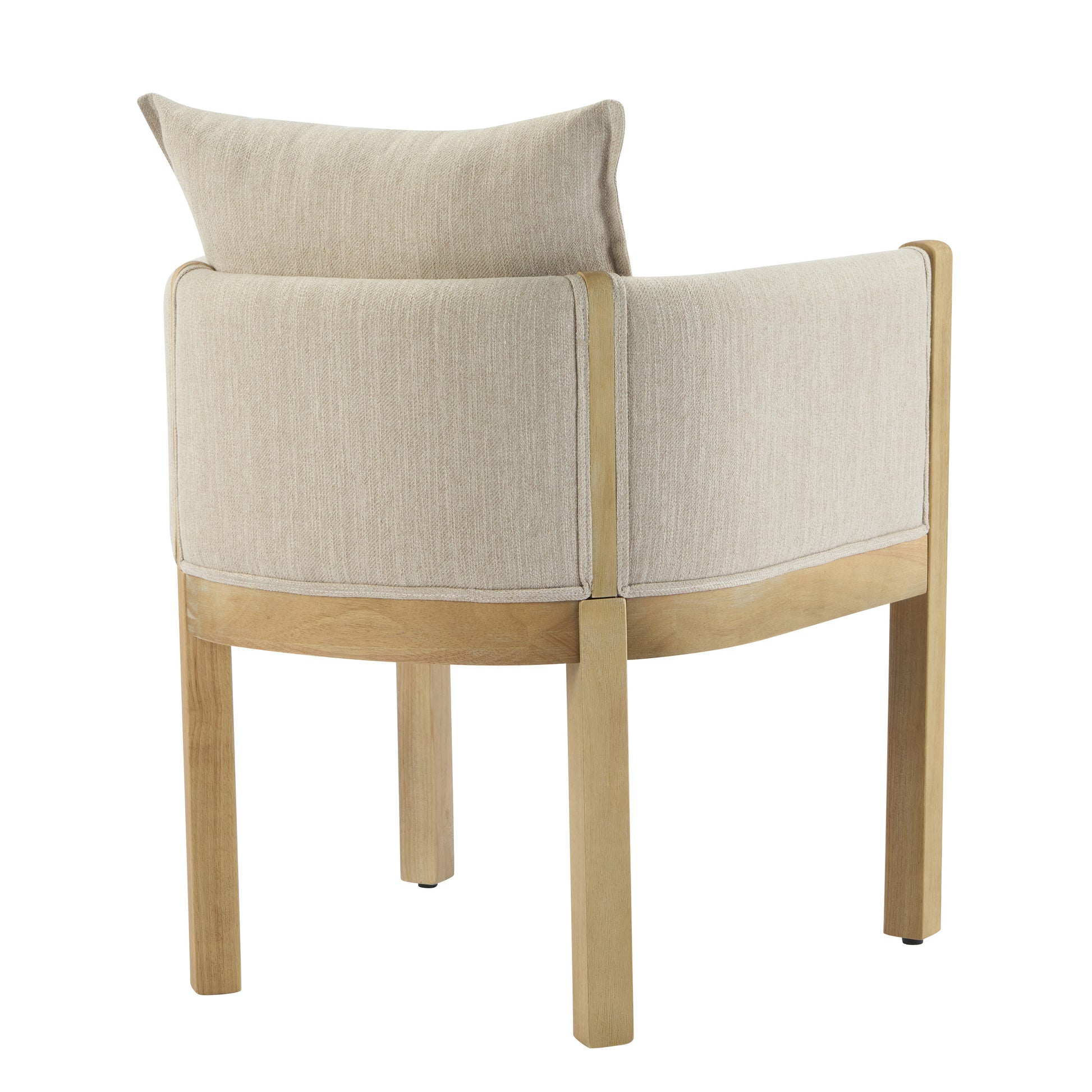 Linen Upholstered Armchair with Natural Rubber Wood Legs in Beige (Set of 2) image 9