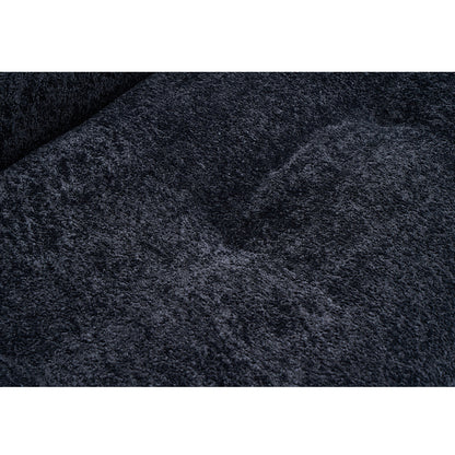 88.98'' Width Modern Sofa with Compression Seat Cushions and Back Cushions,Steel Arm Frame,Chenille Fabric,Black Color image 9