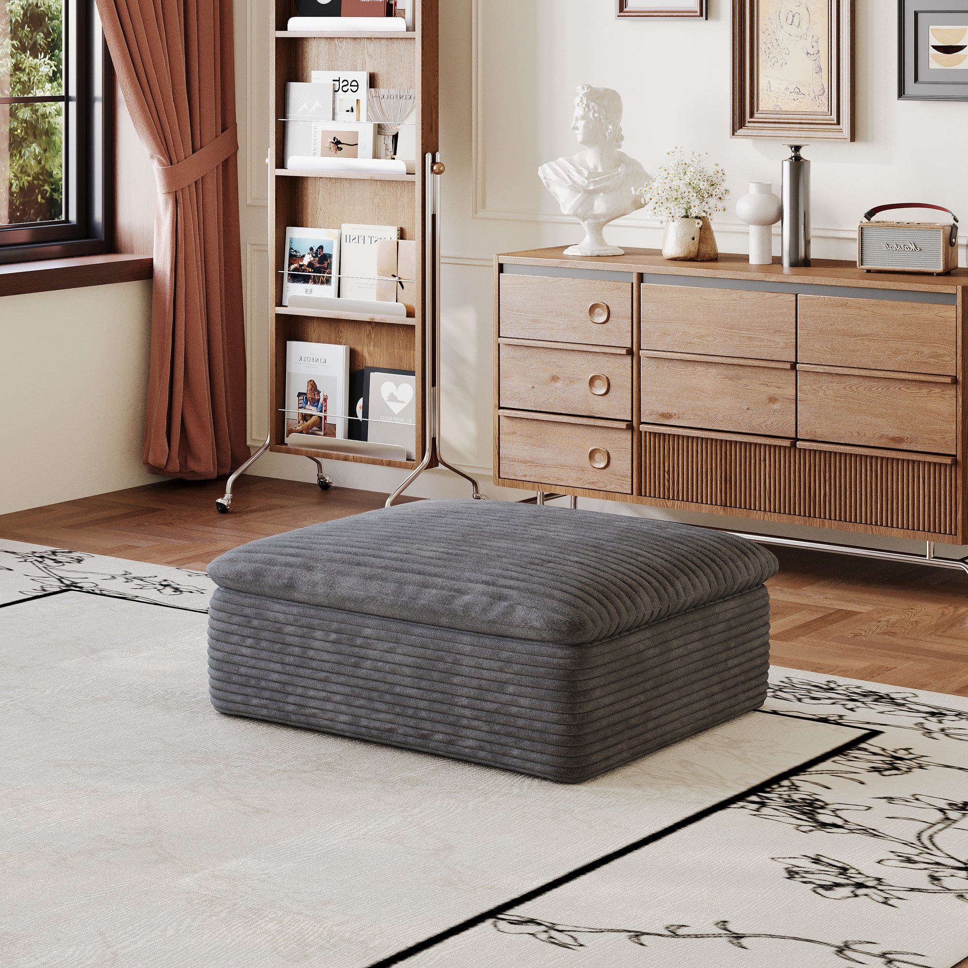 1 Ottoman,Dark Grey image 1