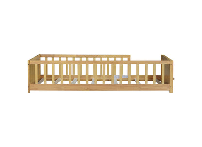 Twin size Floor Platform Bed with Built-in Book Rack,Natural(Old Sku:W504P143309) image 9